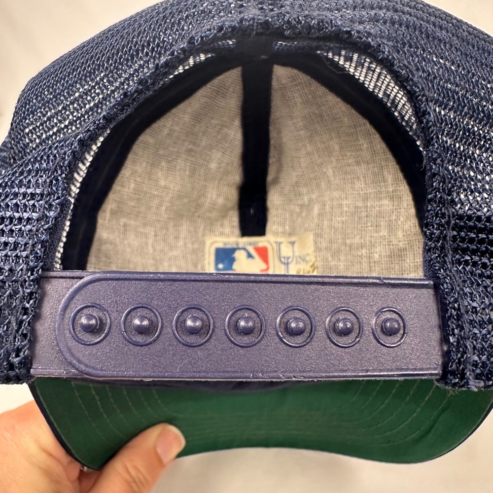 Vintage 90's Houston Astros Trucker Hat Men M/L Navy Blue Mesh Snapback UI Cap - Picture 11 of 12